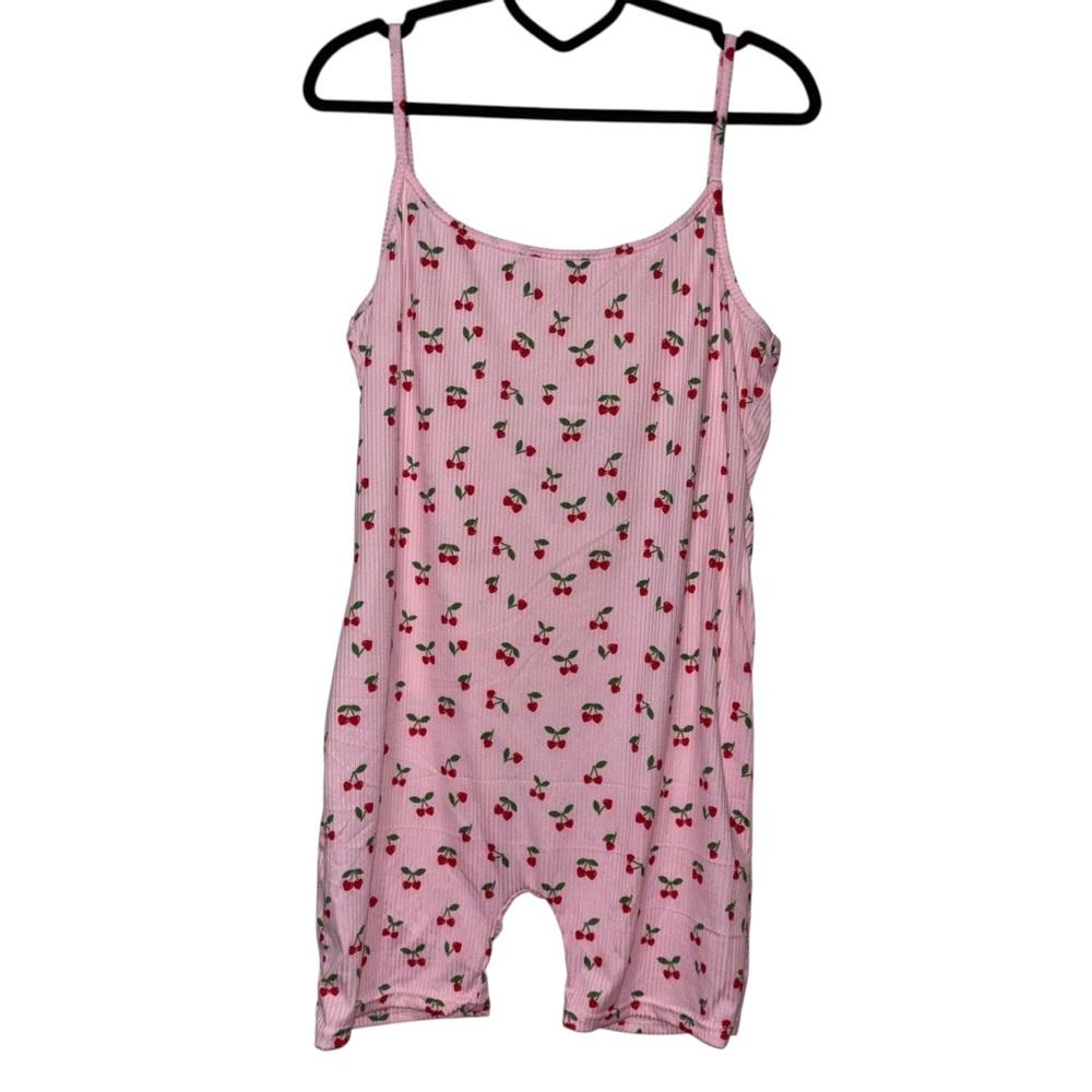 Rampage Pink Cherry Print Shorts Romper XL